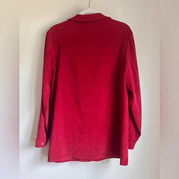 Vintage Harve Bernard Red Suede-Feel Shacket - Size 10 - Picture 3 of 10